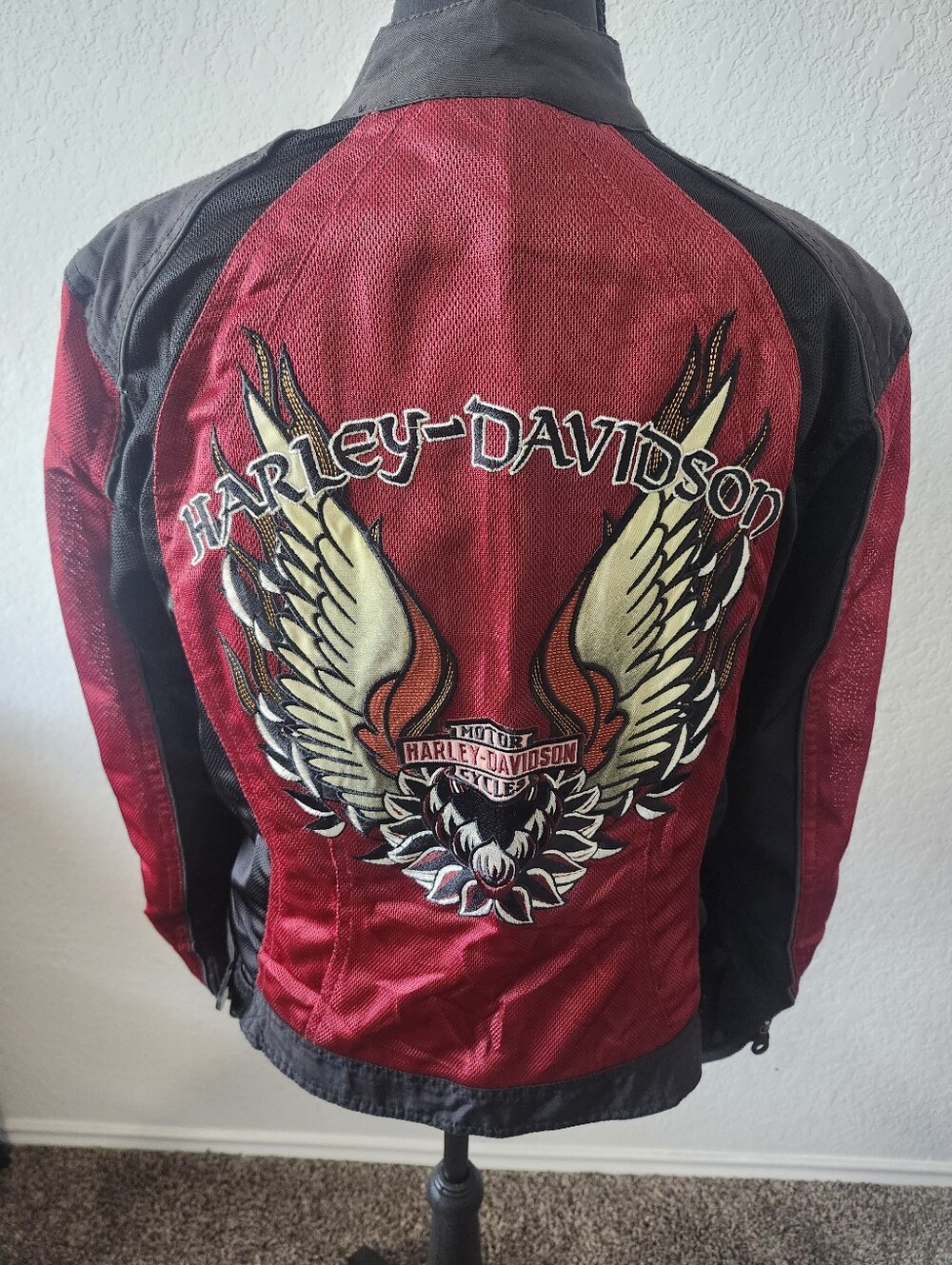 Harley-Davidson Red and Black Winged Mesh Riding Jacket